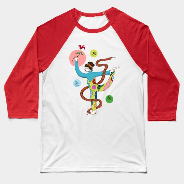 Snake yoga Baseball T-Shirt by lindsaygrime